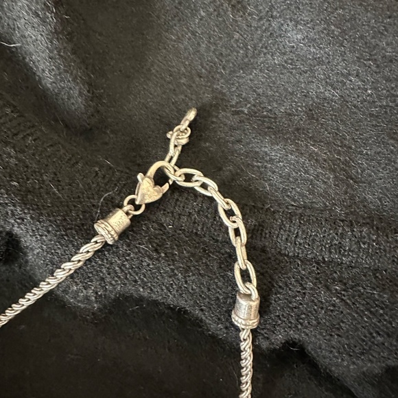 Brighton Silver Heart Necklace - Black and Silver w/Crystals -Reversible- 16-18" - Picture 6 of 6